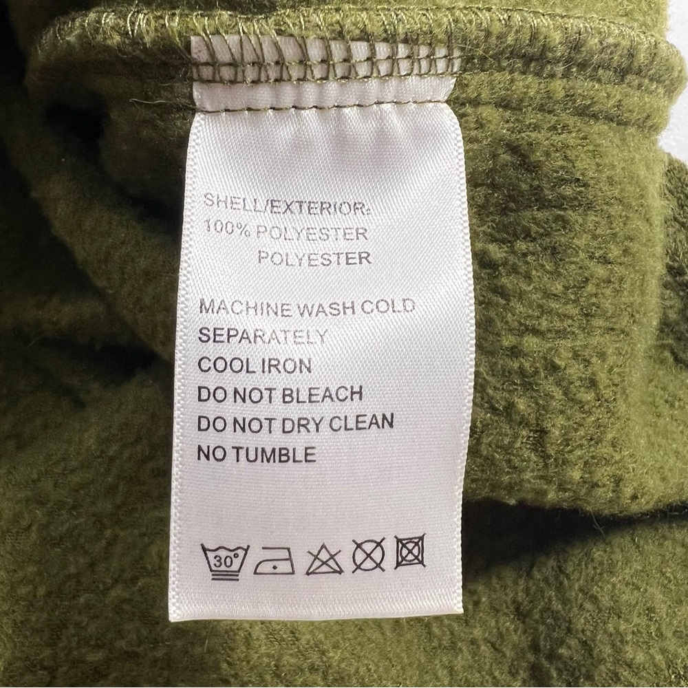 Kavu Green/Tan Men's Terry Fleece Jacket Zip Pocket Elbow Patches - Picture 7 of 10